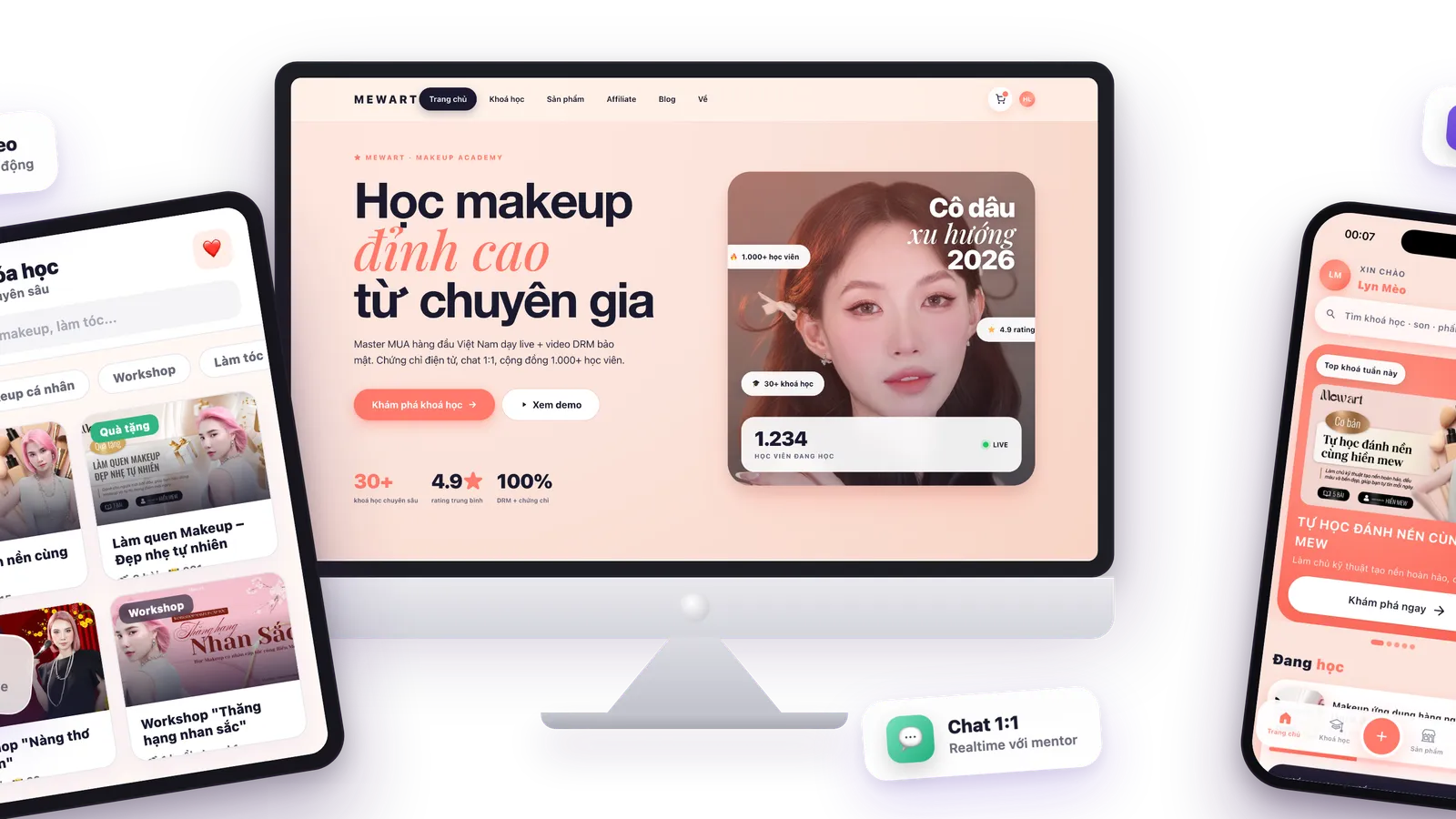 MewArt — Nền tảng mỹ phẩm & học viện makeup trực tuyến